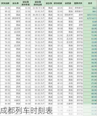 成都列车时刻表