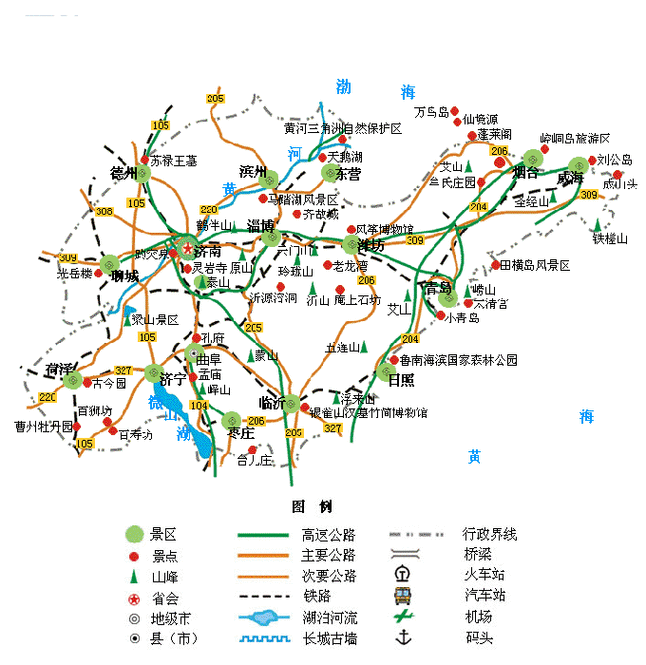 山东旅游路线