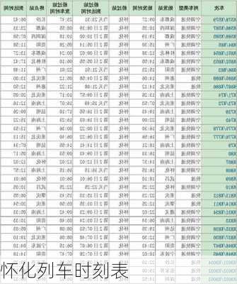 怀化列车时刻表